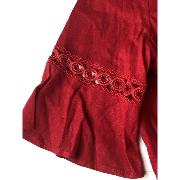 Glamour Short Bell Sleeve Crochet Embellishment Red Dress Size 18 NWT - Picture 5 of 11